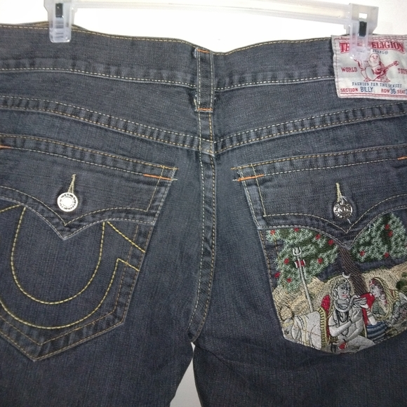 True Religion BillyDark Wash Jeans with Embroidered Pockets
